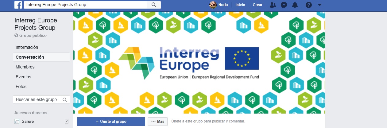 Facebook group for Interreg Europe projects