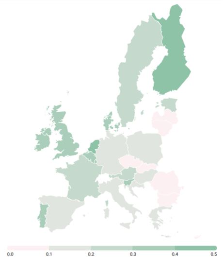 Map of R&amp;D private investment in the food and drink sector in the EU.