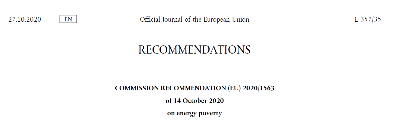 Recommendation (EU) 2020/1563 - Energy Poverty