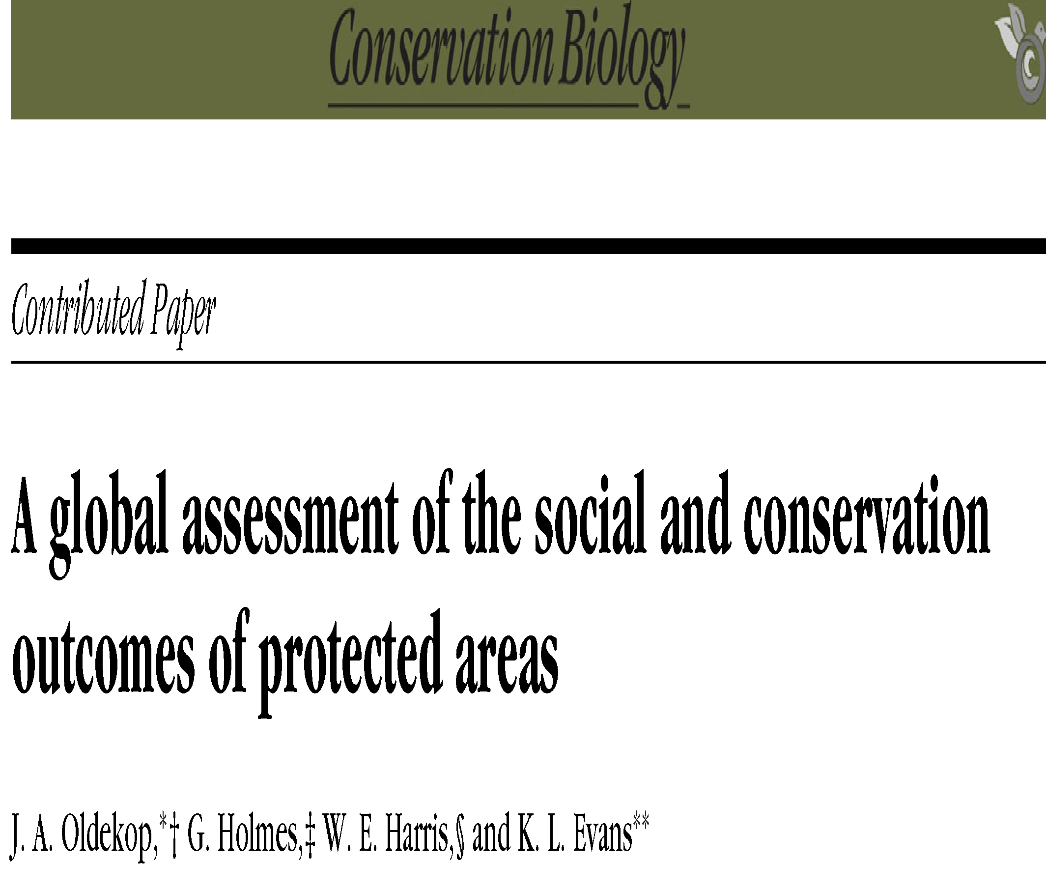 Consevation & Social outcomes in PAs