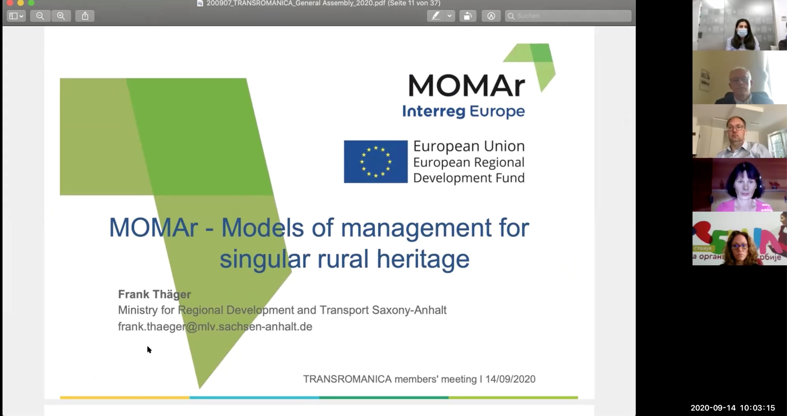 MOMAr, part of Transromanica online meeting 