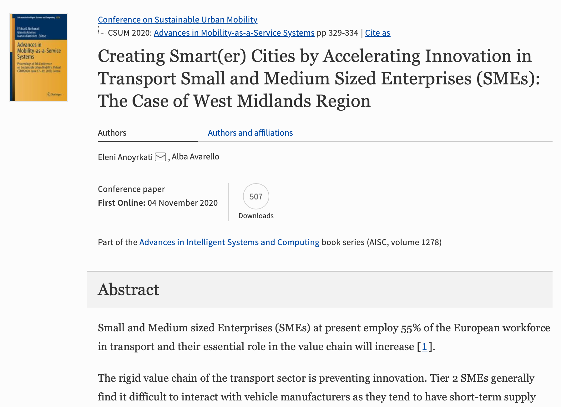 RECREATE paper for CSUM 2020 has now been published