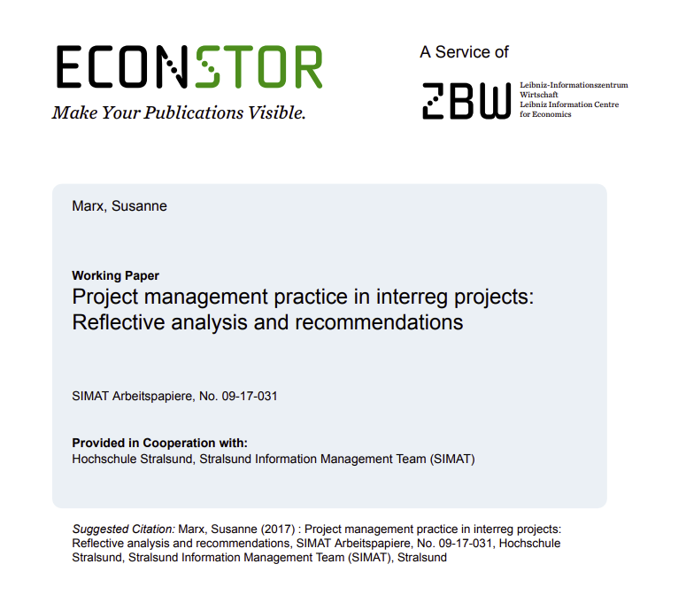 Project management practice in Interreg projects 