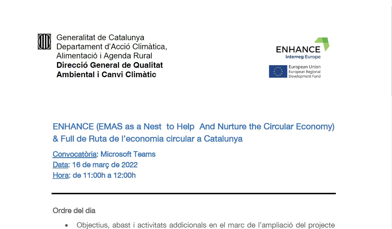 ENHANCE and the Roadmap on CE in Catalonia 