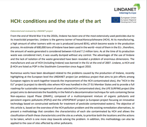 HCH: conditions and the state of the art
